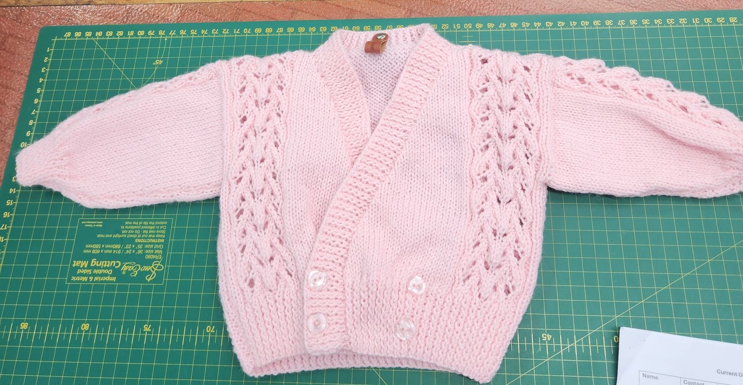 Cross Over Cable Cardi Pink - Size 9-12 Months - Wool