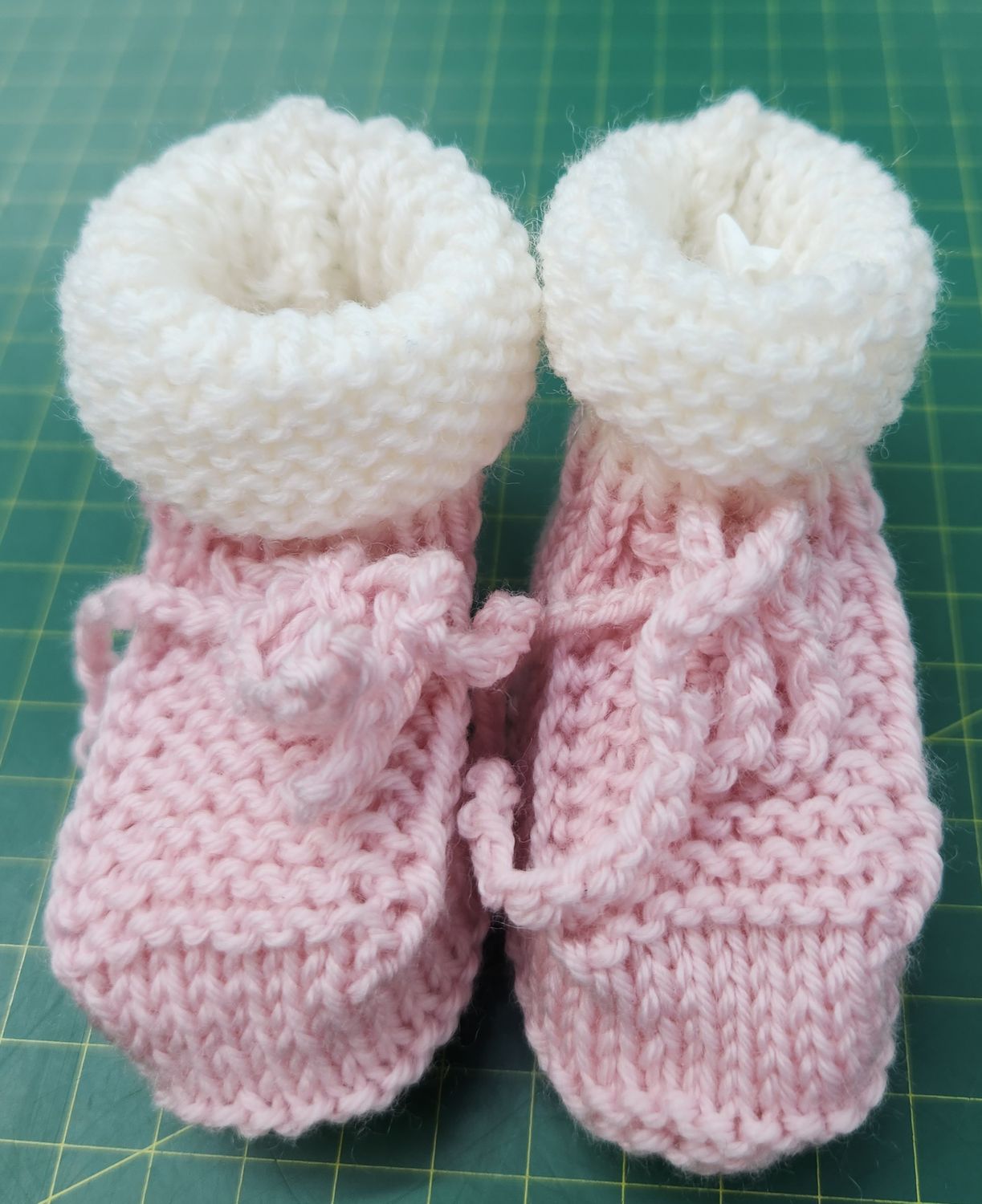 Bootees - Newborn to 3 Months Size - Pink/White