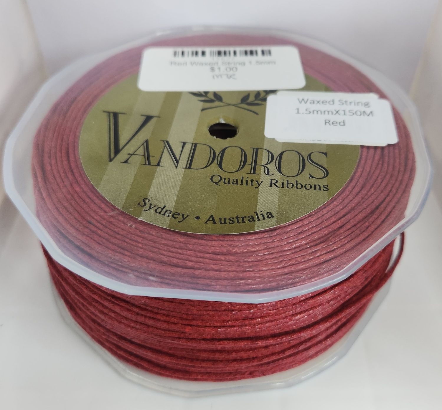 Red Waxed String 1.5mm Width, Price Per Metre