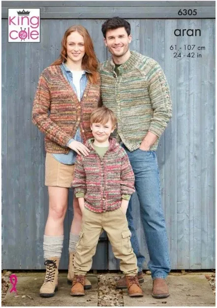 King Cole Aran 10ply Pattern - Family - 6305