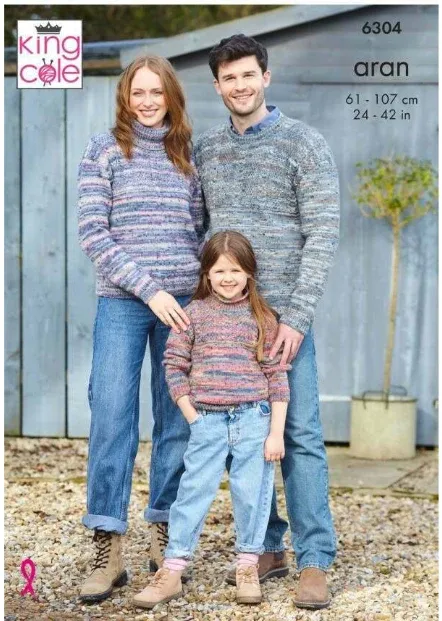 King Cole Aran 10ply Pattern - Family - 6304