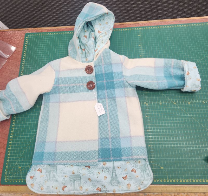 Wool Jacket, Fabric Lined Paris Themed - Size 3-4
