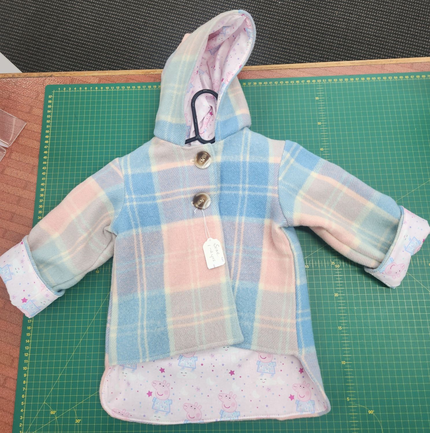 Wool Jacket, Fabric Lined Peppa Pig Themed - Size 1-2 Yr
