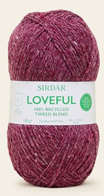 Sirdar Loveful 100% Recycled Tweed Blend 100g, 300m, Colour 203 Berry