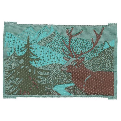 Sullivans Sew On Woven Motif - Green Landscape Scene With Deer