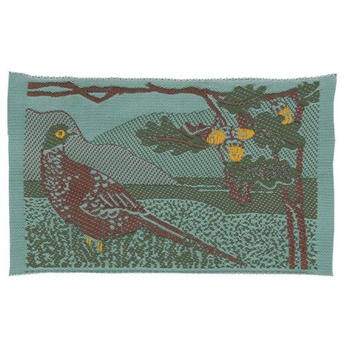 Sullivans Sew On Woven Motif - Green Landscape Scene With Bird