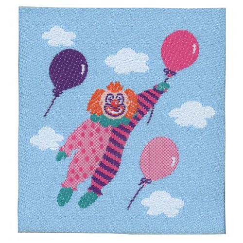 Sullivans Sew On Woven Motif - Floating Clown With Balloons