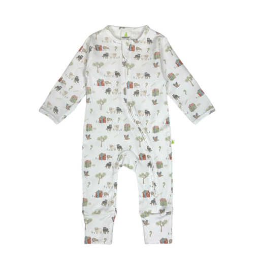 Imababy Farm Muster Theme Long Sleeve Zip Suit Size 0-3 Months