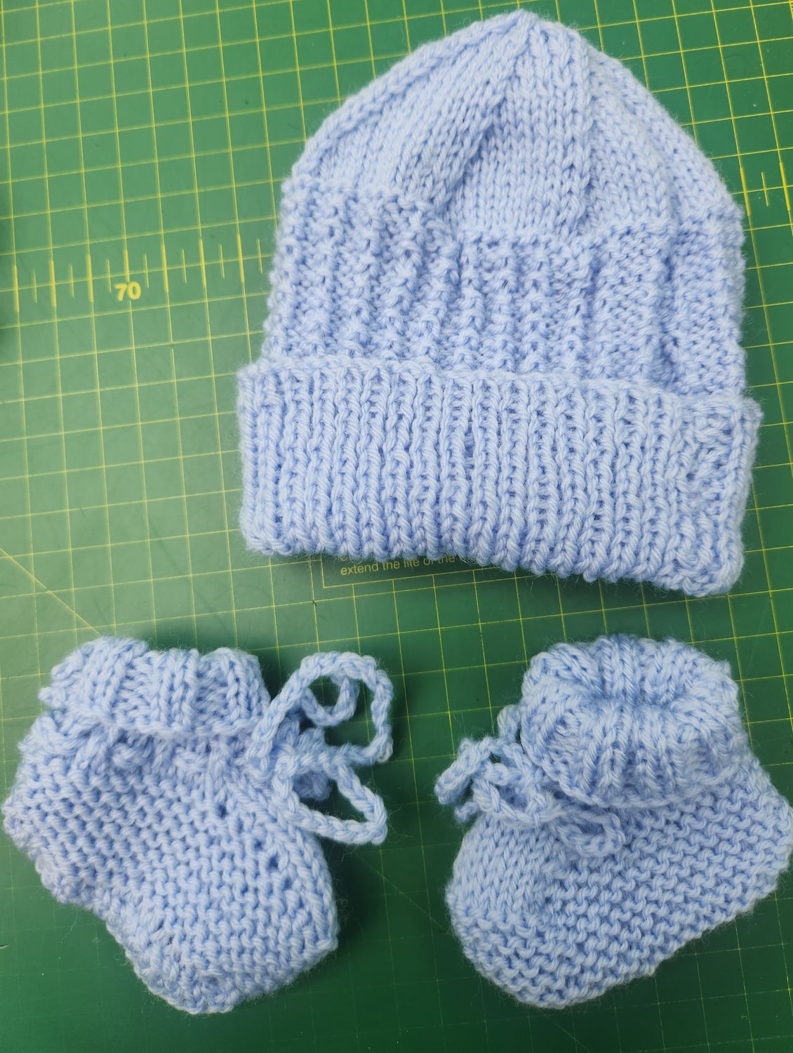 Prem Size - Hat &amp; Bootees - Blue