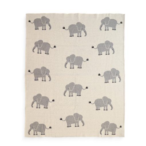 Elephant Knitted Blanket 100% Cotton