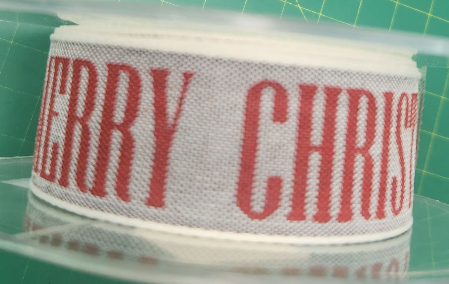 Christmas Ribbon - Merry Christmas - 25mm Wide, Priced Per Metre
