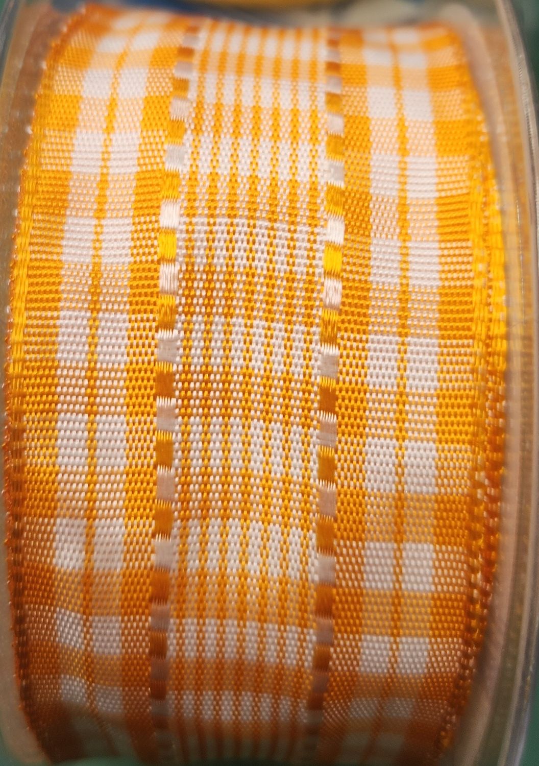 Checkered Ribbon Orange 40mm Wide, Priced Per Metre
