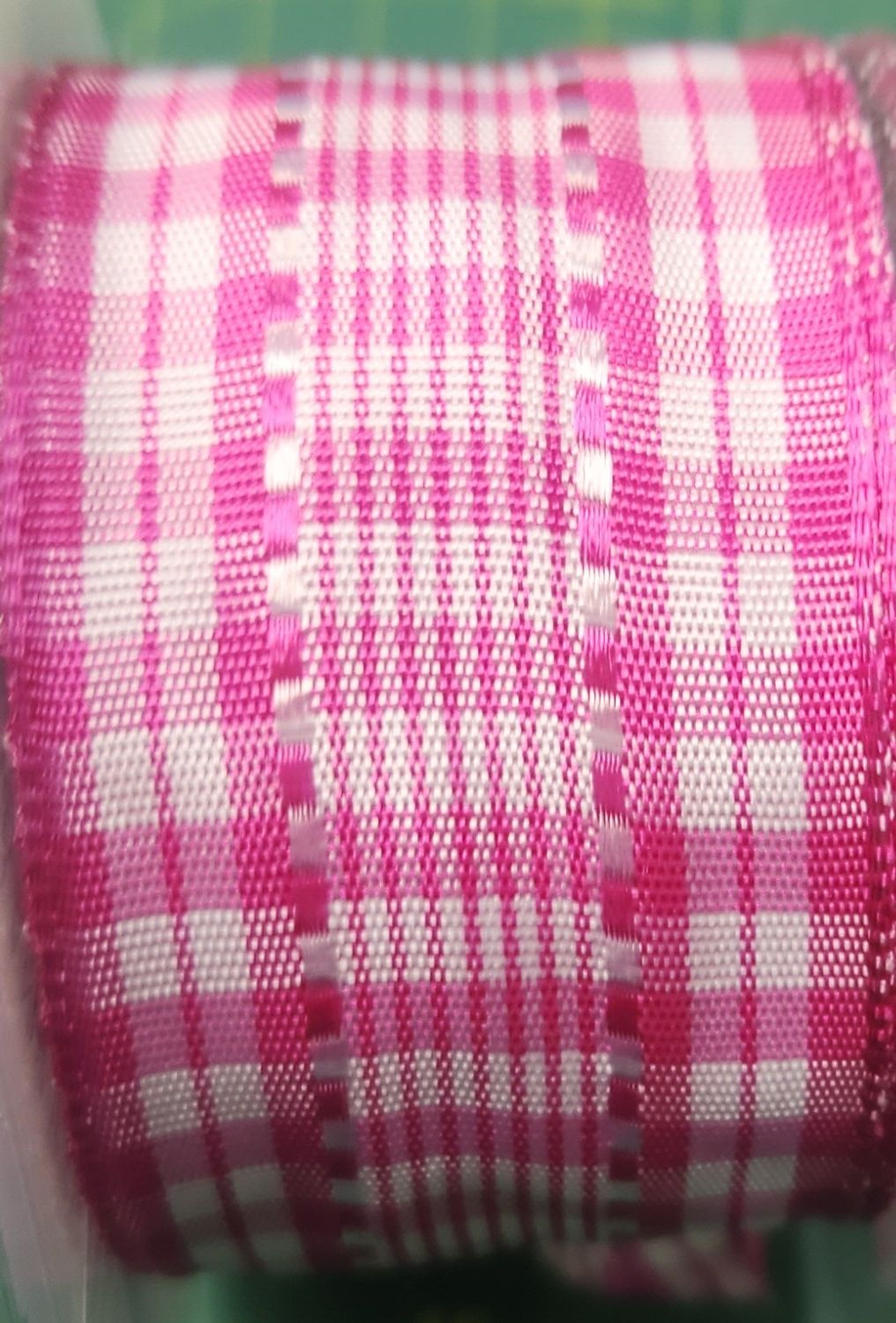 Checkered Ribbon Pink 40mm Wide, Priced Per Metre