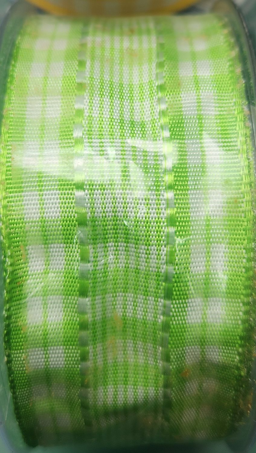 Checkered Ribbon Lime Green 40mm Width, Price per metre