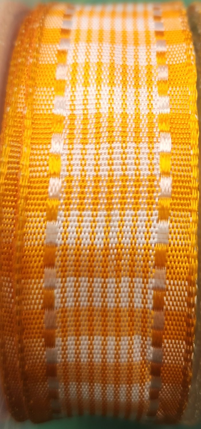 Checkered Ribbon Orange 25mm Wide, Priced per Metre