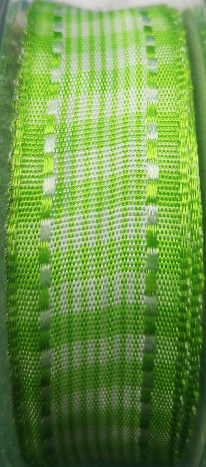 Checkered Ribbon Lime Green 25mm Wide, Priced Per Metre