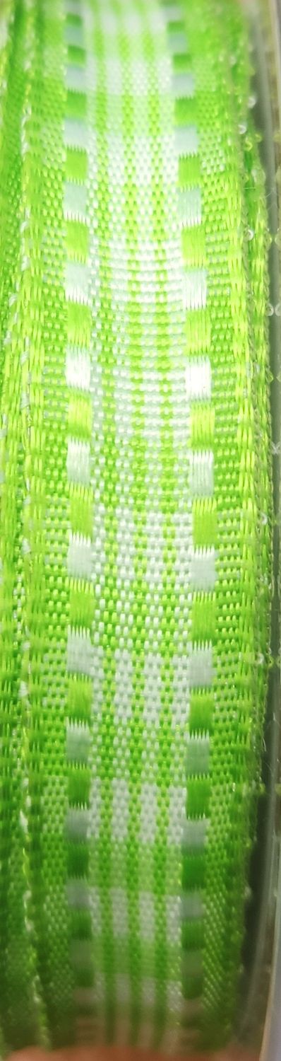 Checkered Ribbon 15mm Wide Lime Green, Priced Per Metre