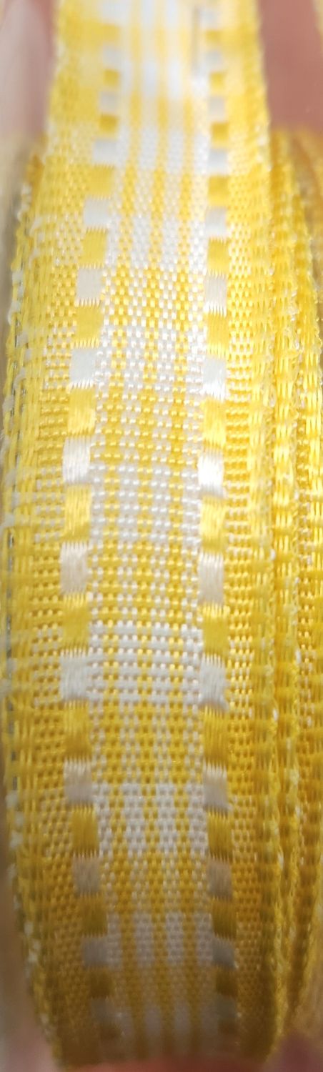 Checkered Ribbon 15mm Wide Yellow, Priced Per Metre