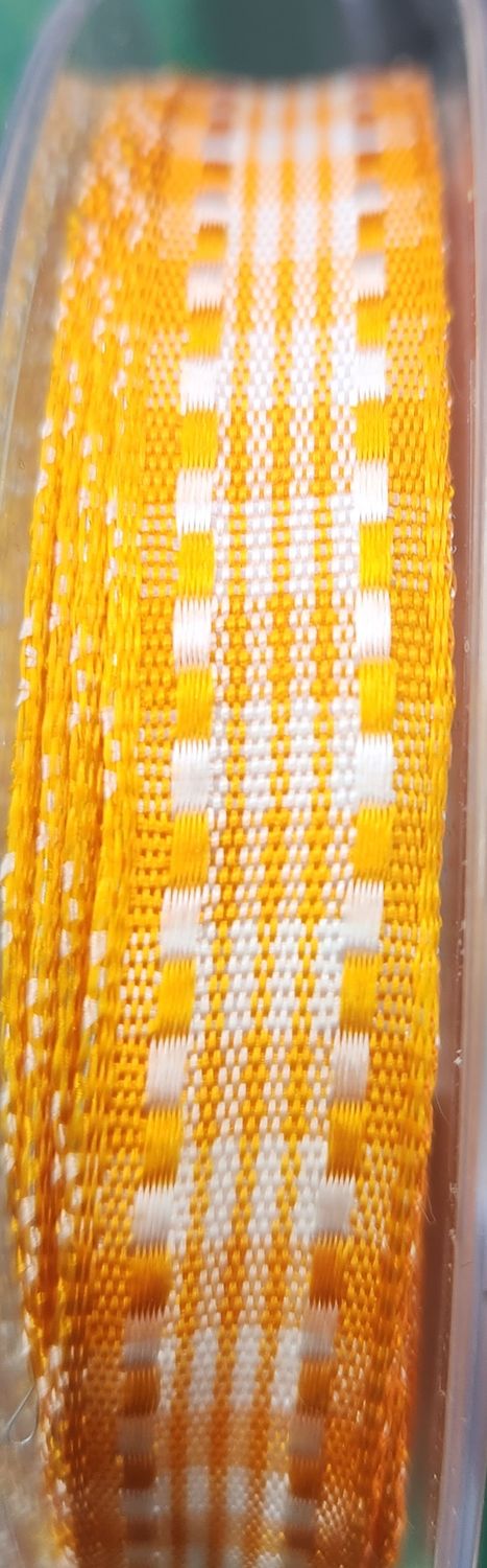 Checkered Ribbon 15mm Wide Orange, Priced Per Metre