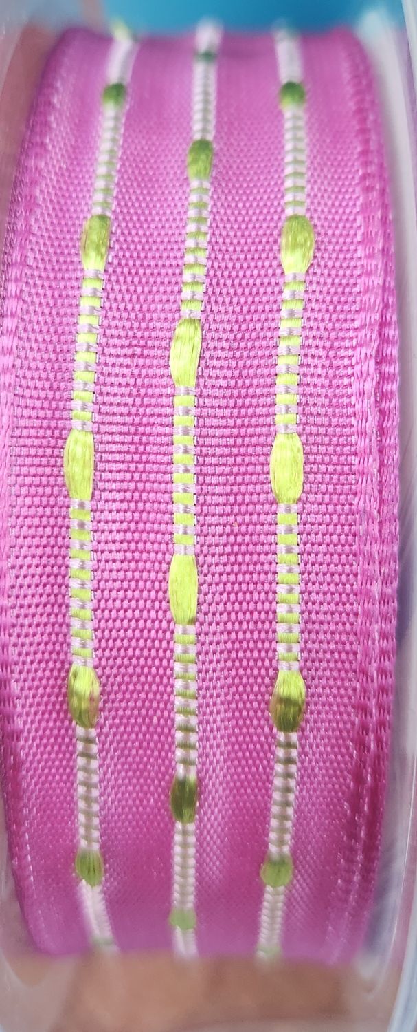 Pink Gold Ribbon Double Sided 25mm Wide, Price Per Metre