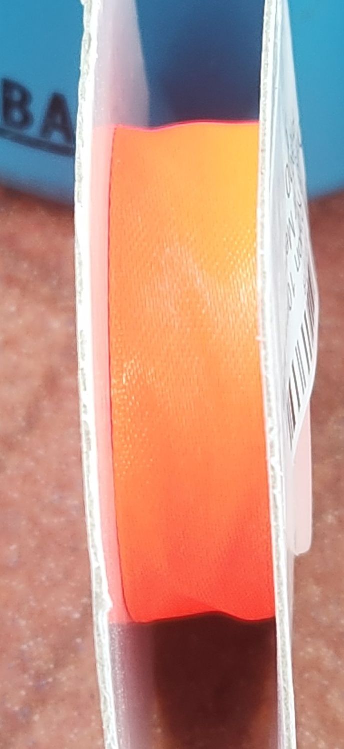 Neon Orange Ribbon 10mm Wide. Priced Per Metre