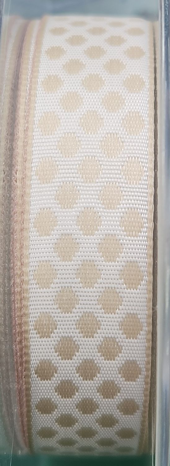 Gold Silver Single Sided Spotted Ribbon 15mm Wide, Price per Metre