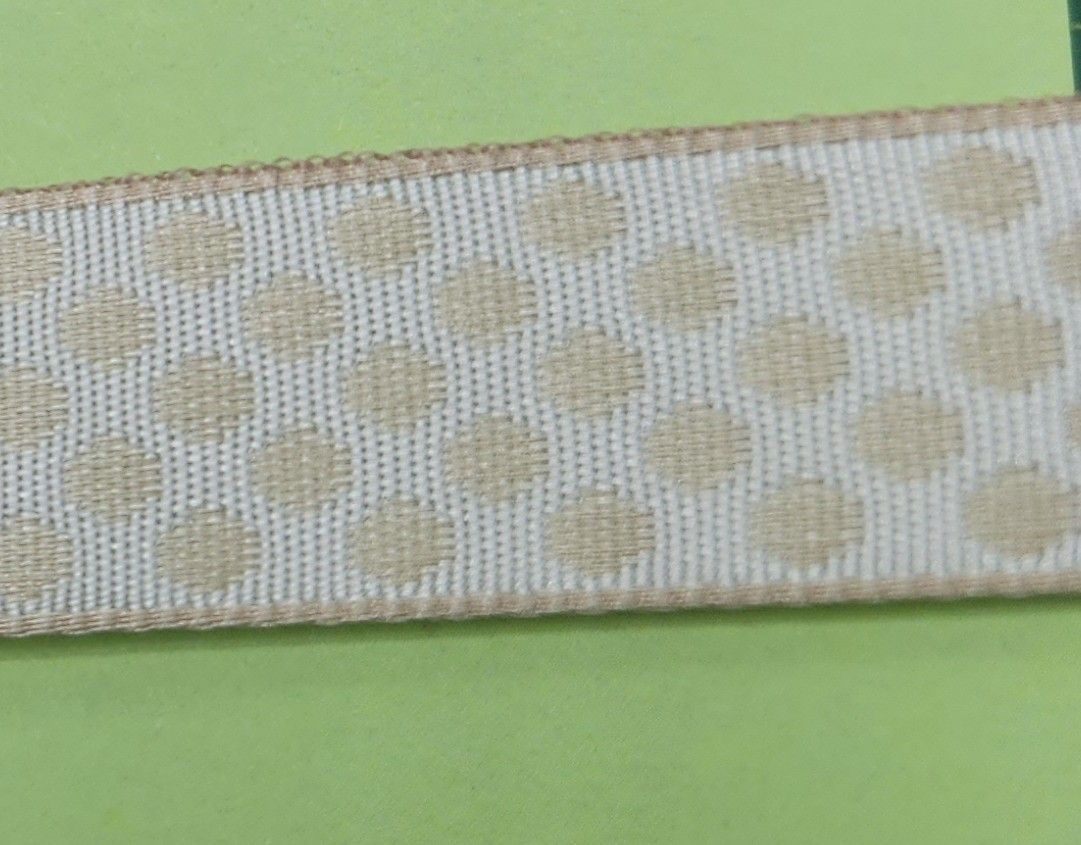 Reversed Gold on White Double Faced Spotted Ribbon 15mm Width, Price per metre