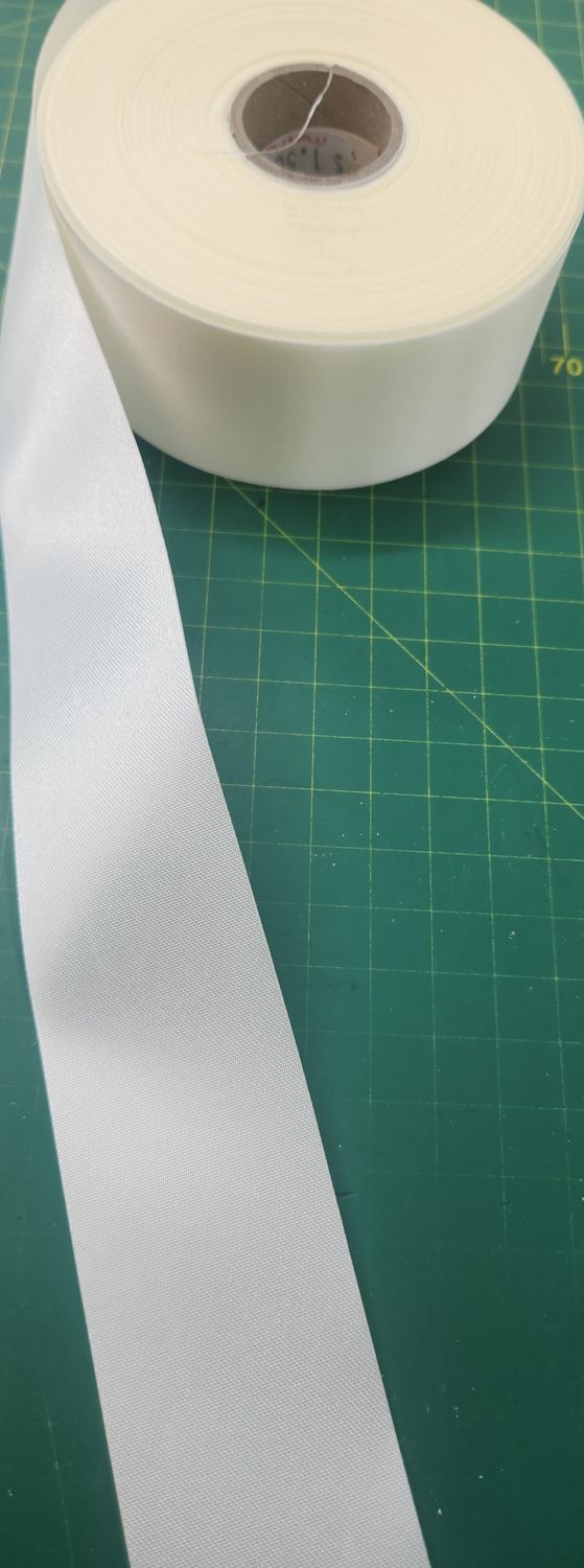 Ecru Cream Coloured SINGLE Sided Satin - 37mm Wide, Price Per Metre