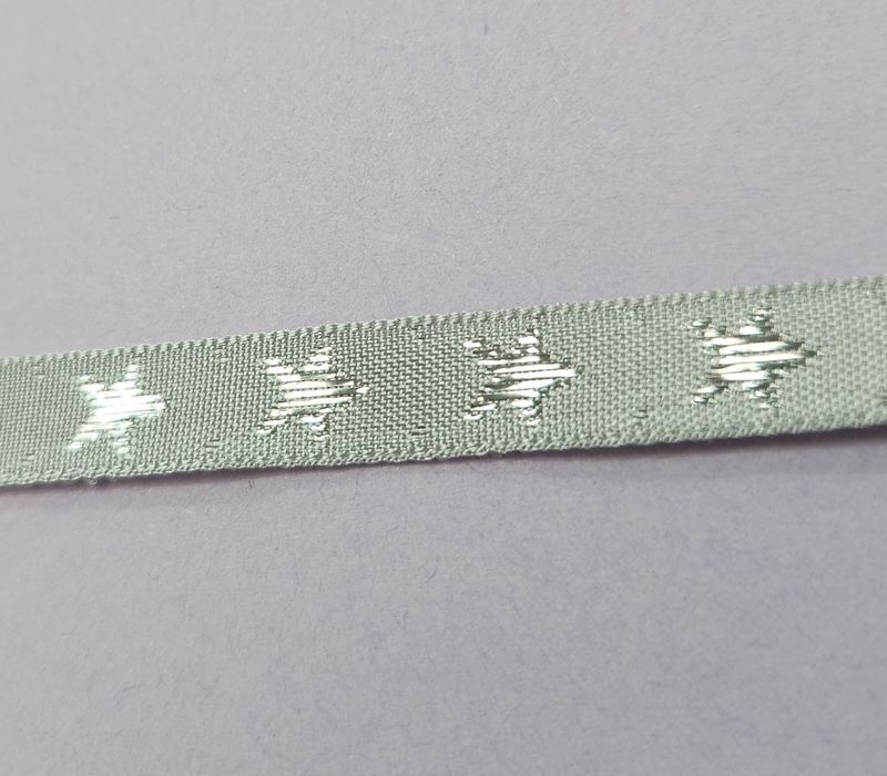 One Sided Silver Ribbon with Silver Stars 10mm Width, Price per metre