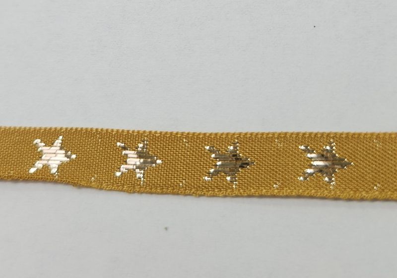 One Sided Gold Ribbon with Gold Stars 10mm Width, Price per metre