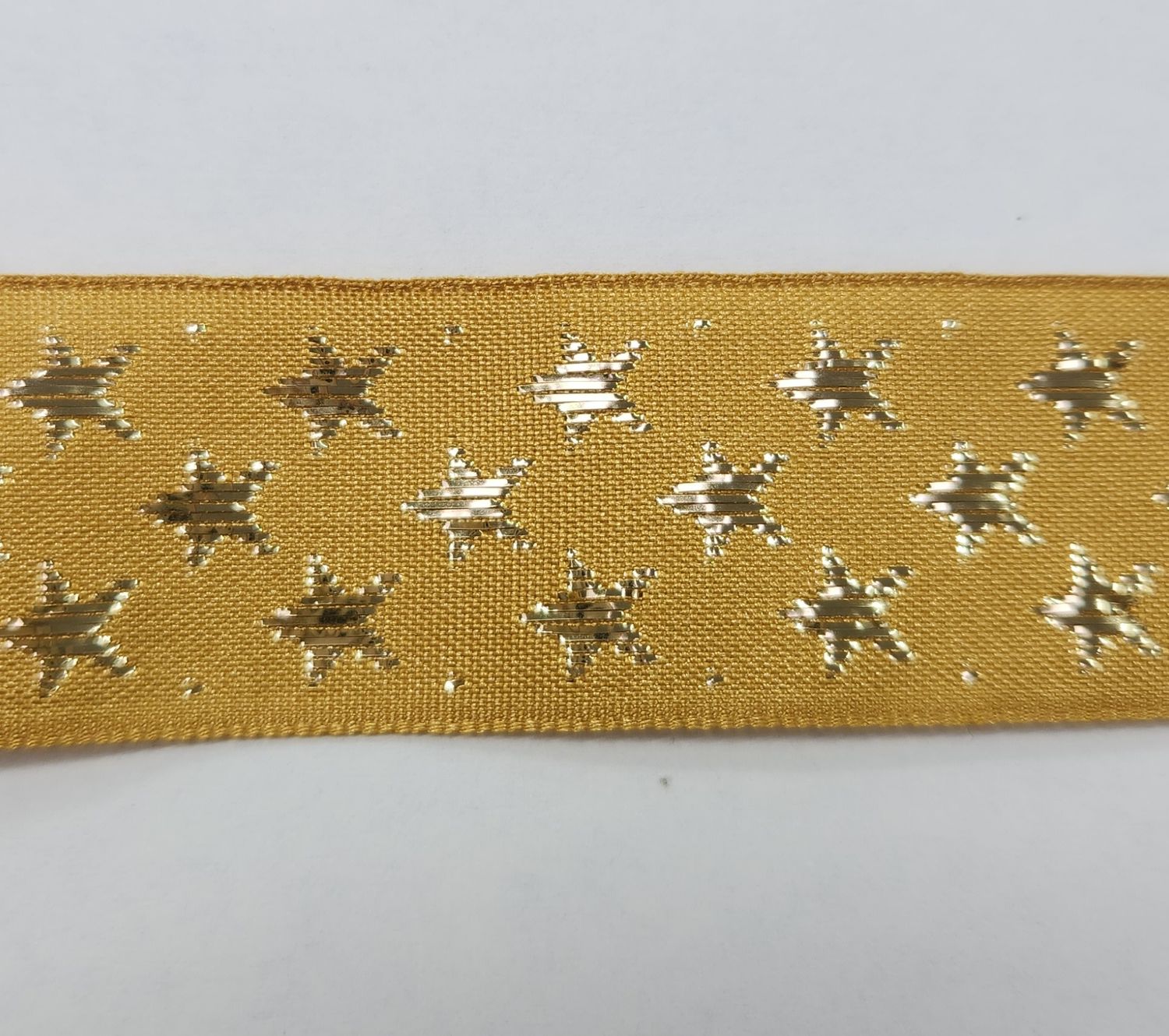 One Sided Gold Ribbon with Gold Stars 25mm Width, Price per metre