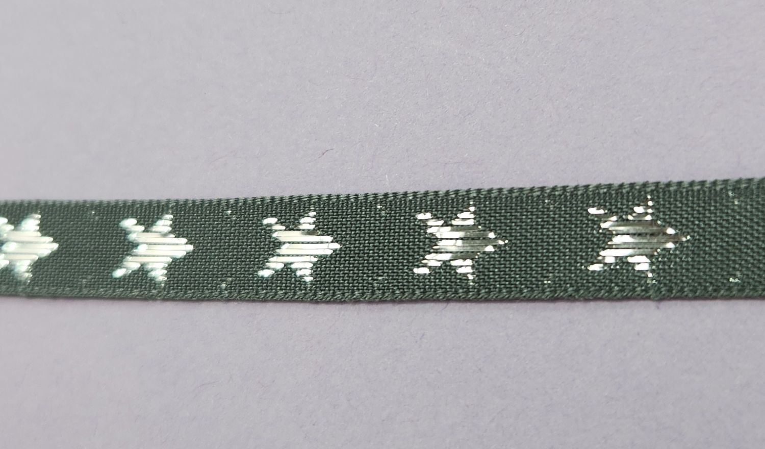 One Sided Graphite Ribbon with Silver Stars 10mm Width, Price per metre
