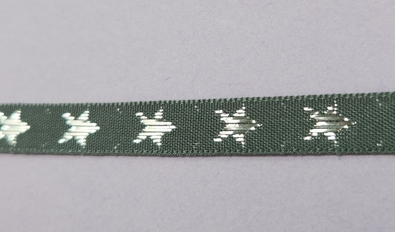 One Sided Graphite Ribbon with Silver Stars 10mm Width, Price per metre