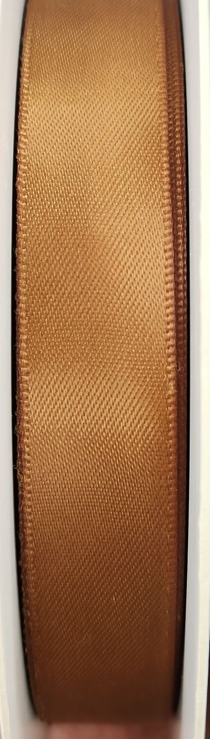 Satin Ribbon Golden Brown - 16mm Wide, Priced per Metre