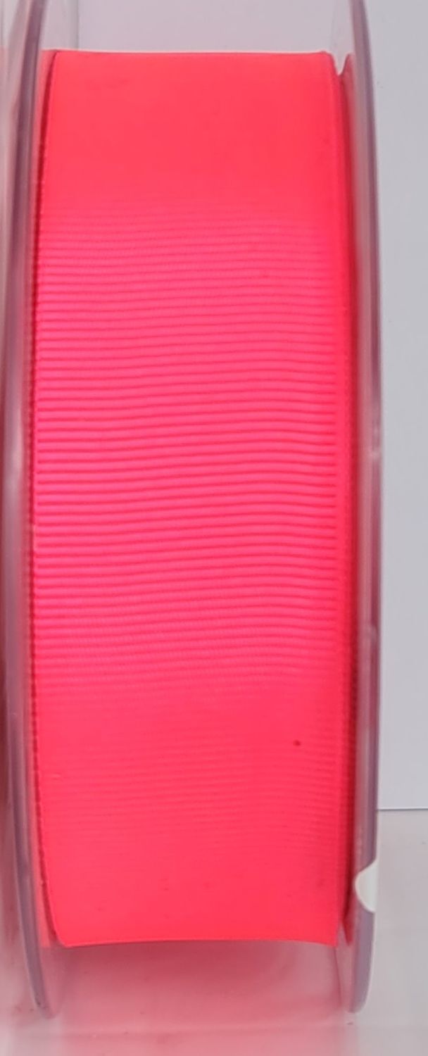 Neon Pink Ribbon Grosgrain 25mm Wide, Priced Per Metre