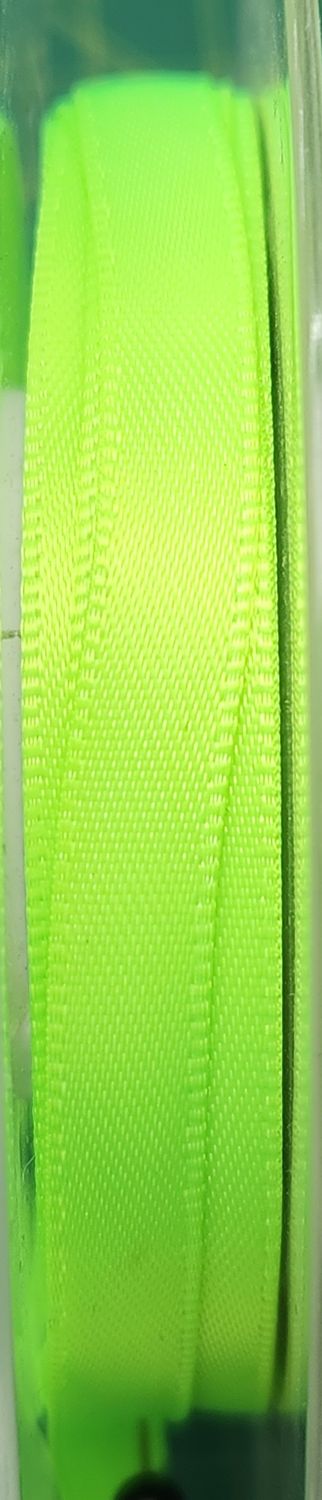Double Sided Satin Ribbon - Colour Neon Green - 7mm Wide, Price Per Metre