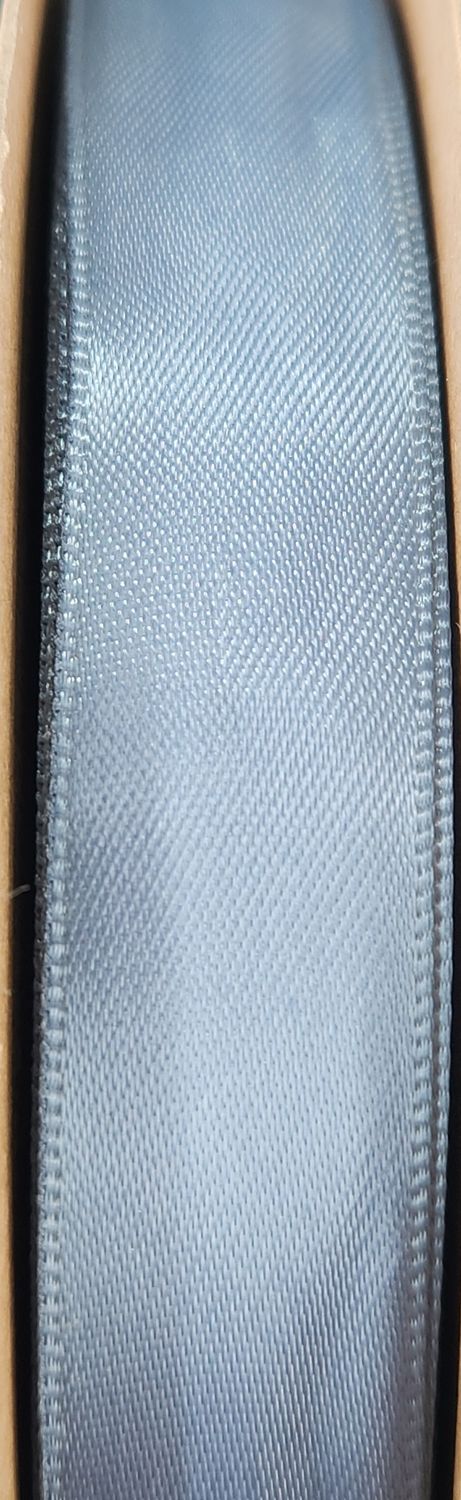 Double Sided Satin Ribbon 15mm Wide, Dusky Blue Colour, Price per Metre