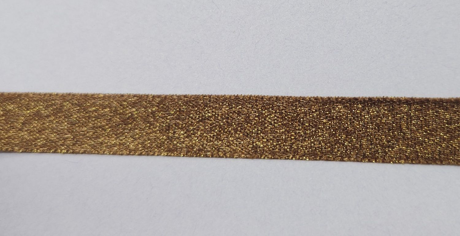 Choc/Gold Double Sided Satin Ribbon 9mm Width, Price per metre