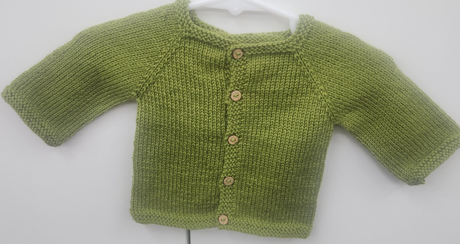 Raglan Cardigan Newborn Size - Colour Spring Green - Merino