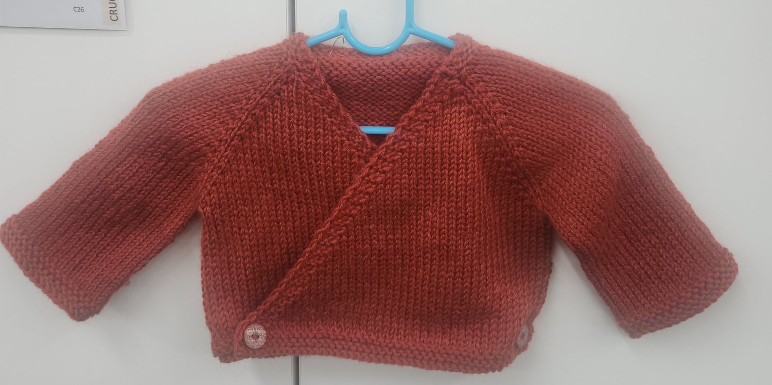 Cross Over Cardigan 0-3 Months Chili Colour - Wool