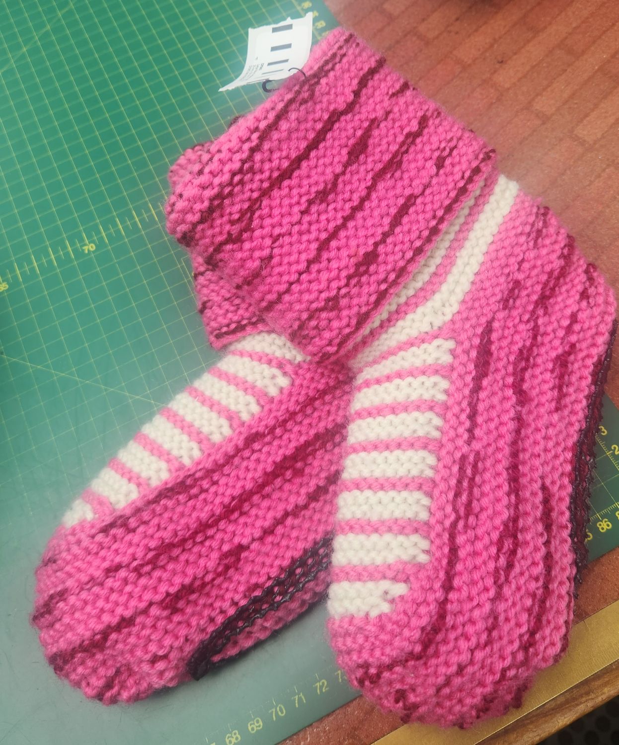 House Boots / Slipper Socks - Handmade - Medium Size - Colour Pink Multi