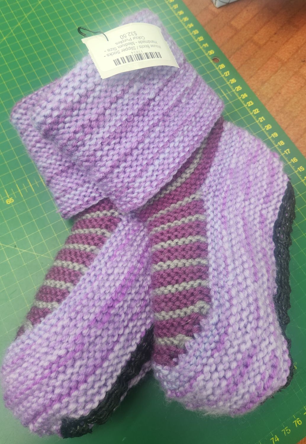 House Boots / Slipper Socks - Handmade - Medium Size - Colour Purples