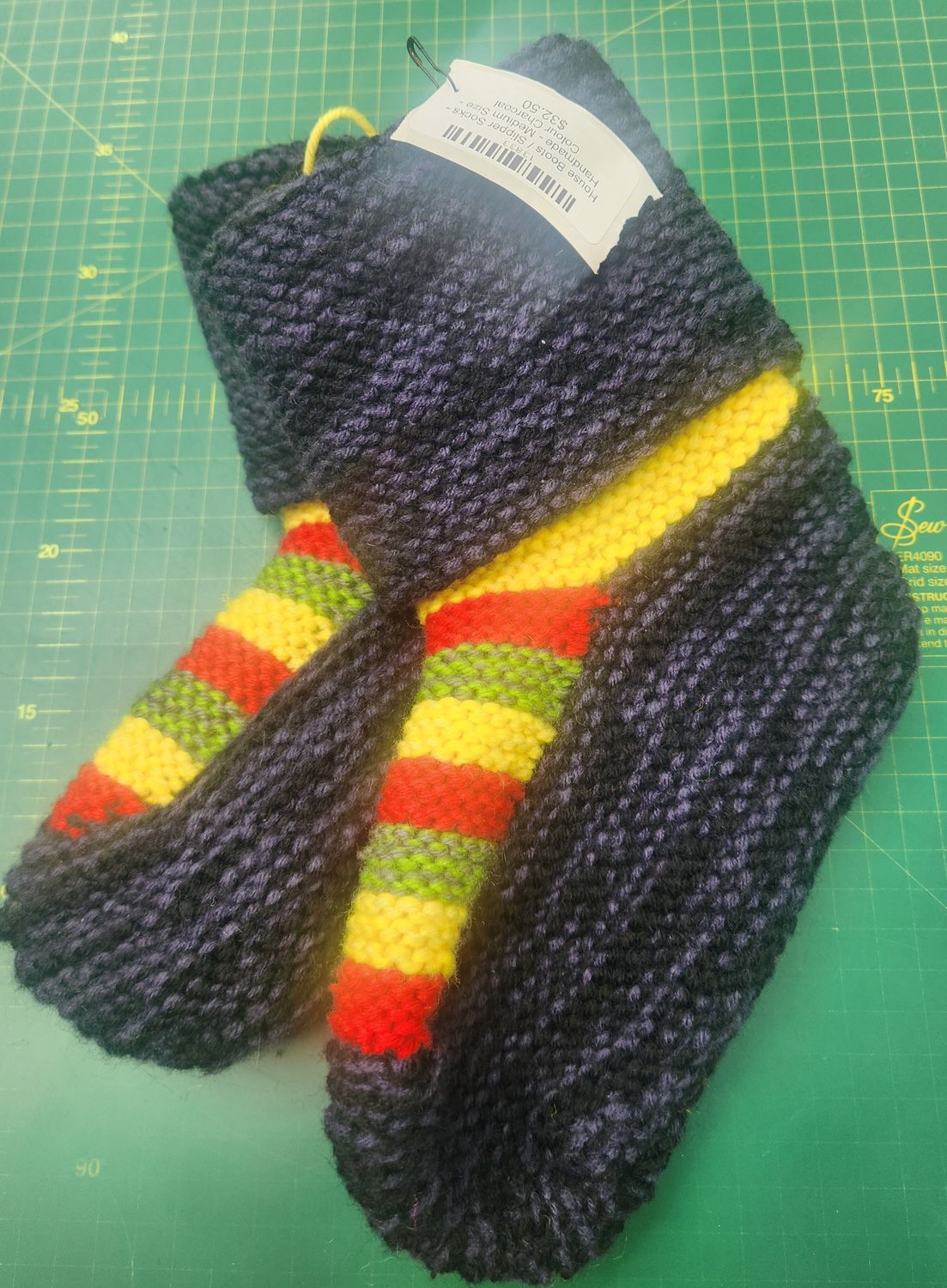 House Boots / Slipper Socks (no grip on bottom) - Handmade - Medium Size - Colour Charcoal