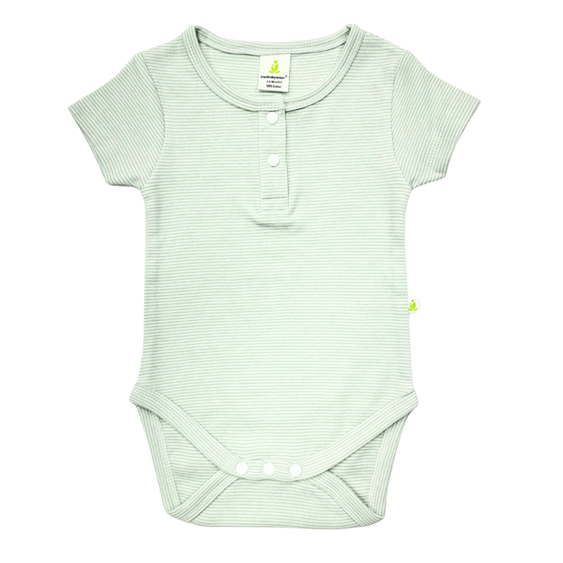 Henley Short Sleeved Bodysuit - Sage Green