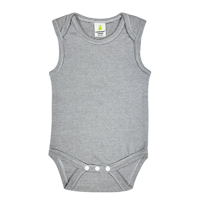 Grey Stripe Sleeveless Bodysuit