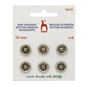 Pony Snap Fastener x 6 13mm Nickel