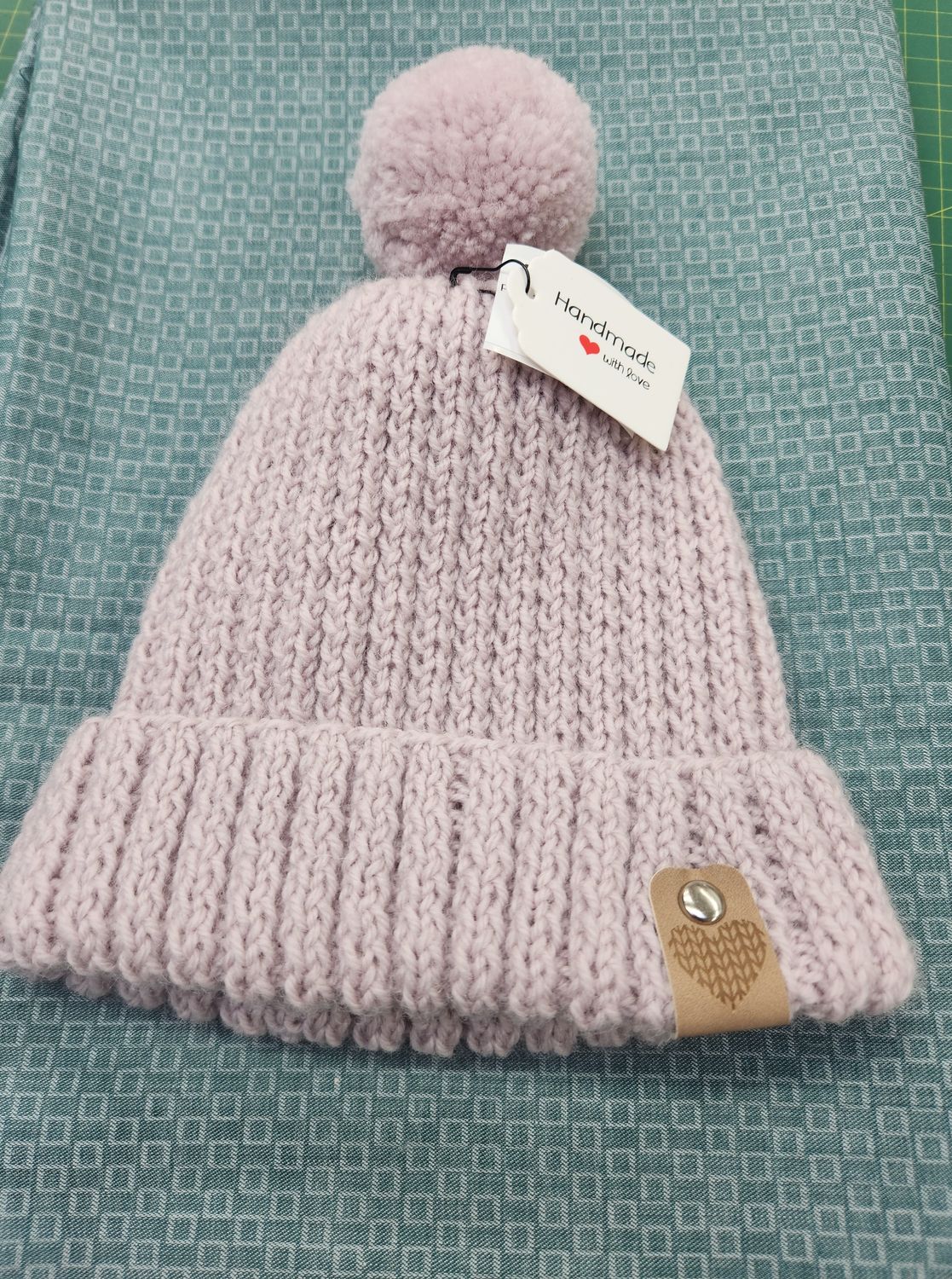 Pink 100% Wool Hat with Pom Pom