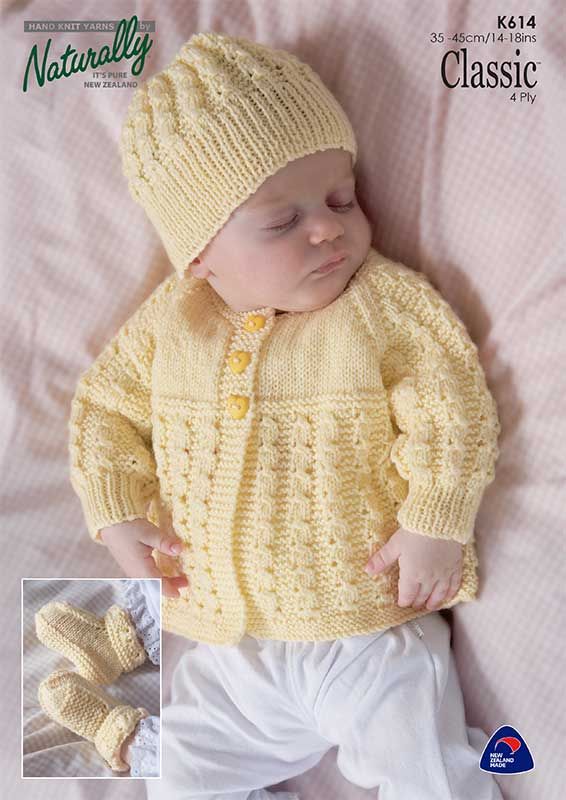 Matinee Jacket , Hat &amp; Booties Pattern K614