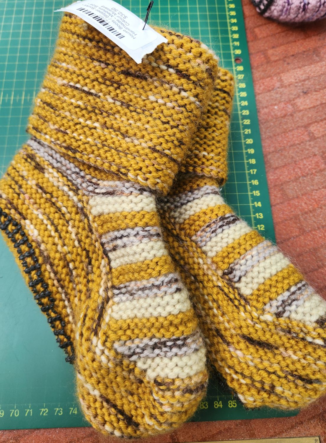 House Boots / Slipper Socks - Handmade - Medium Size - Colour Mustard