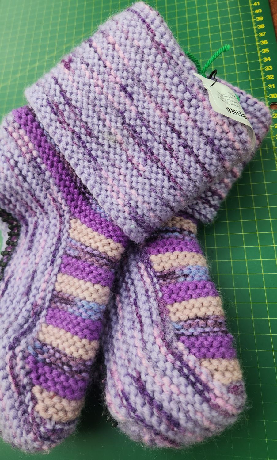 House Boots / Slipper Socks - Handmade - Medium Size - Colour Pale Pink Purples